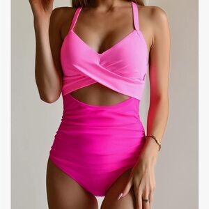 Vibrant Pink Cutout Swimsuit